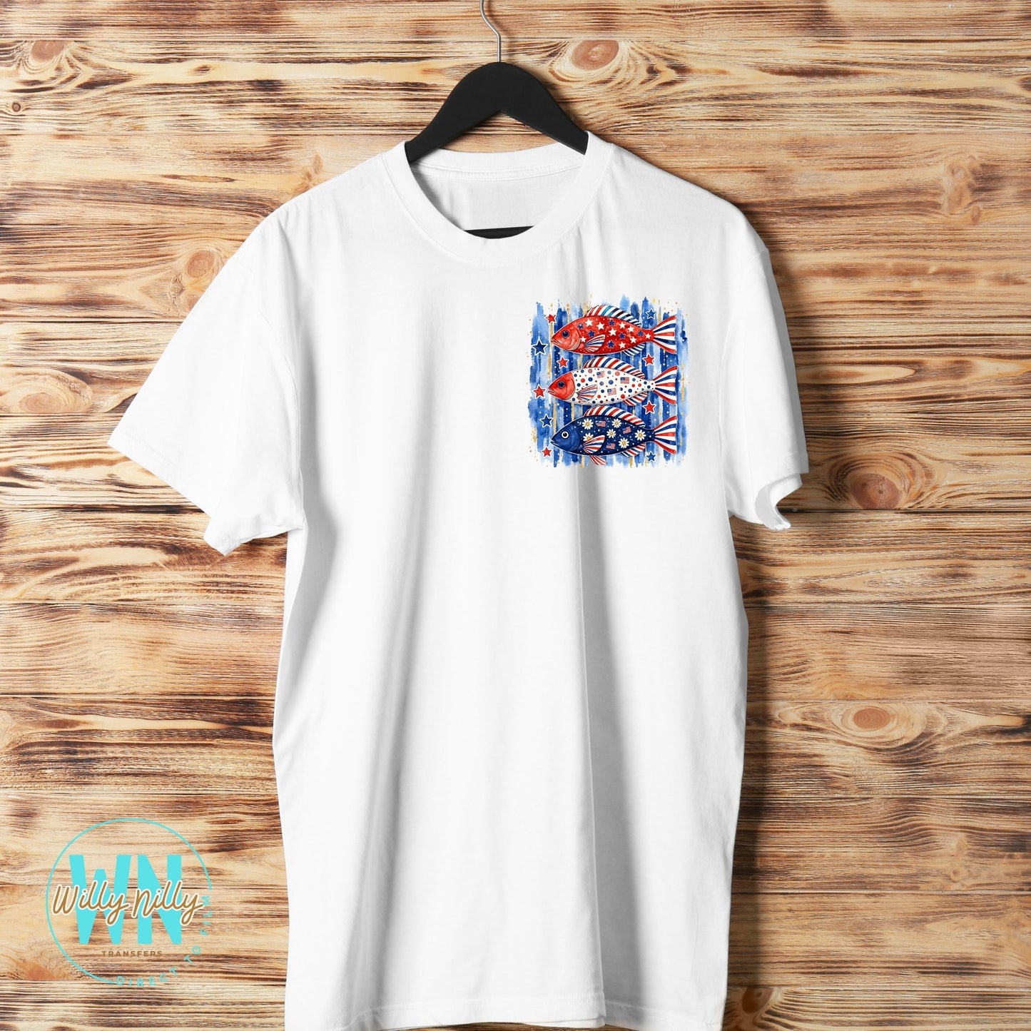 Red White & Blue Fish-Ready to Press DTF Transfer