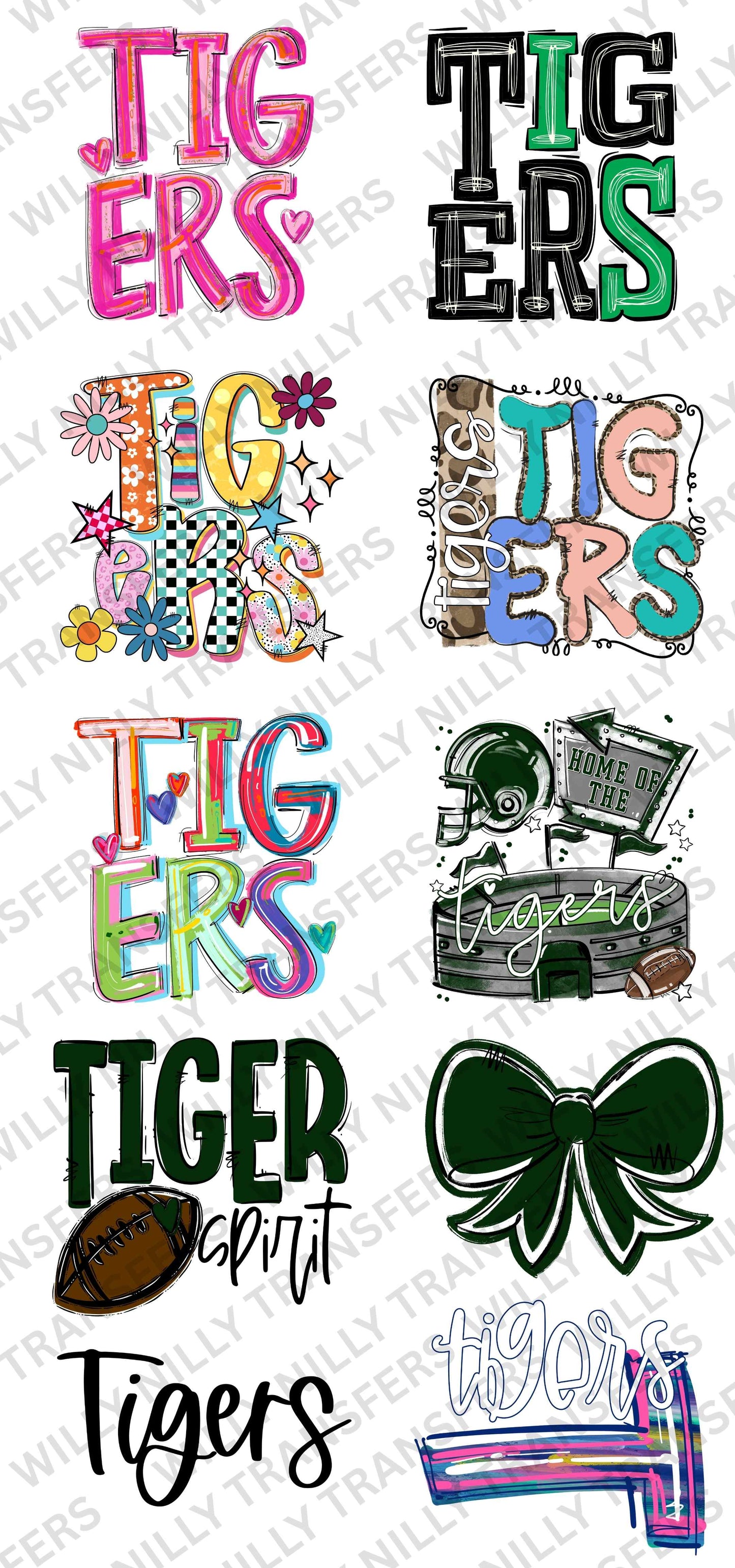 Premade Gang Sheet-School Spirit TIGERS green (Youth)