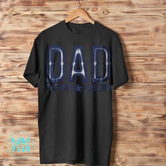 Dad the Man the Legend (blue)-Ready to Press DTF Transfer