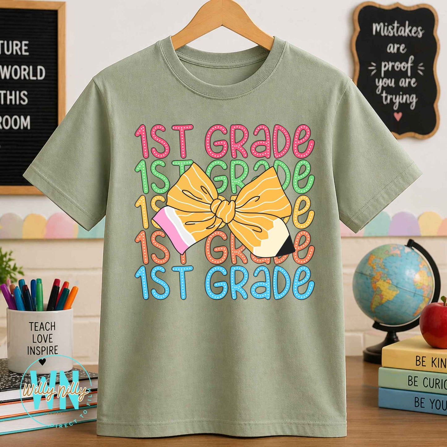 1st Grade (stacked with bow)-Ready to Press DTF Transfer