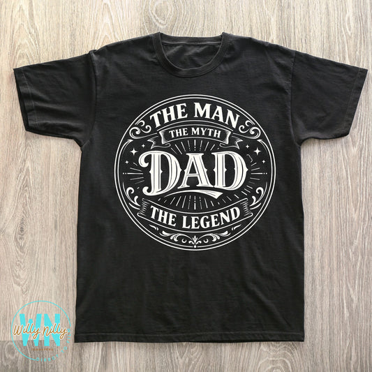 Dad the Man the Legend (white)-Ready to Press DTF Transfer