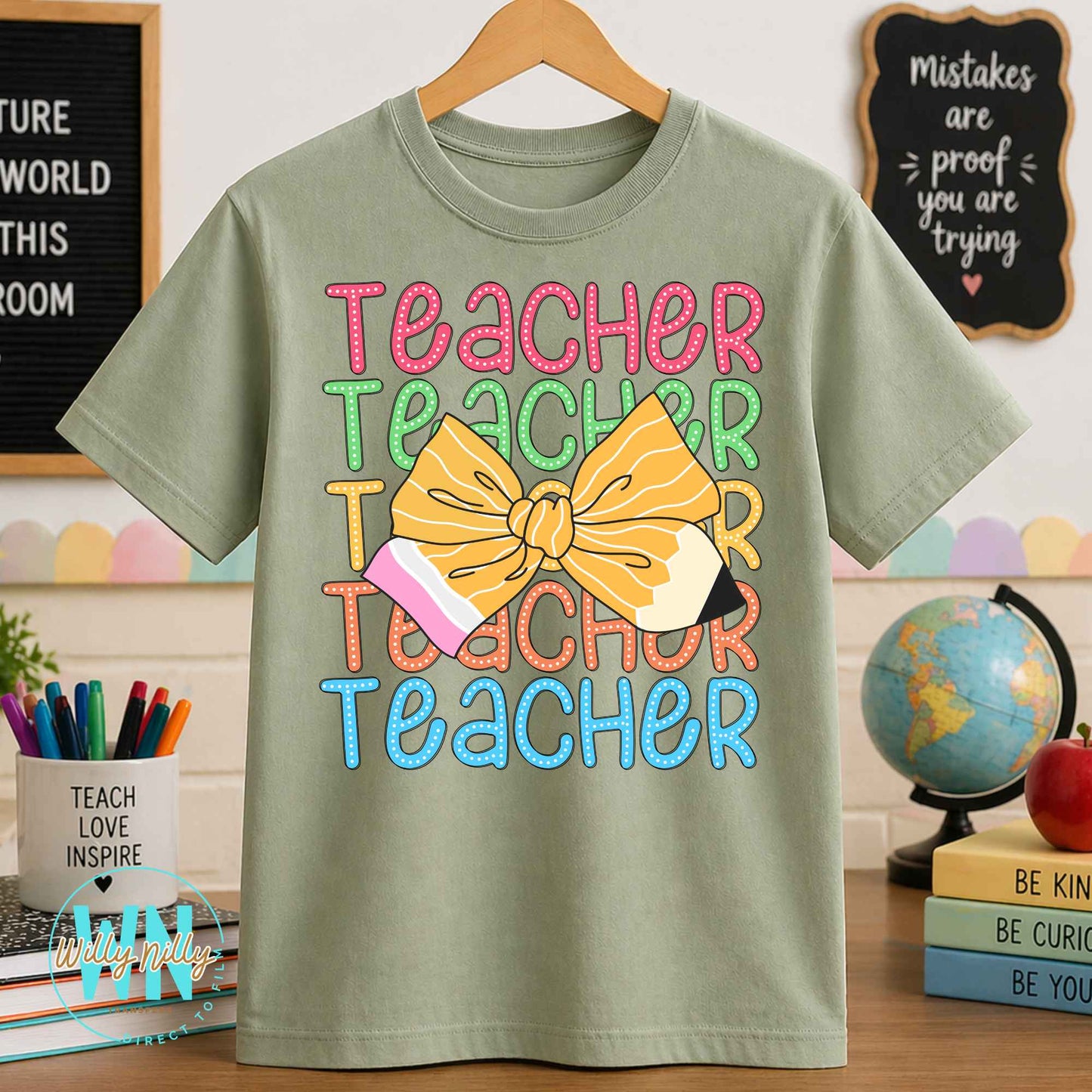 Teacher (stacked with bow)-Ready to Press DTF Transfer