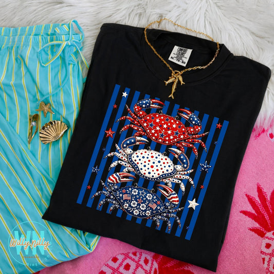 Red White & Blue Crabs-Ready to Press DTF Transfer