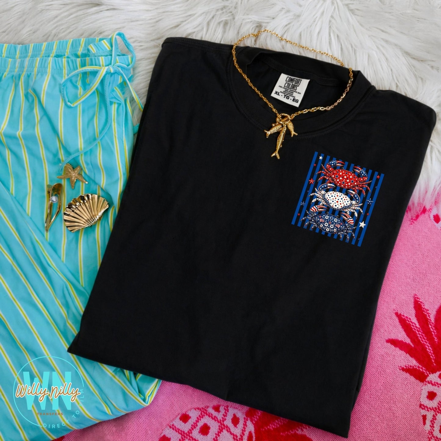 Red White & Blue Crabs-Ready to Press DTF Transfer