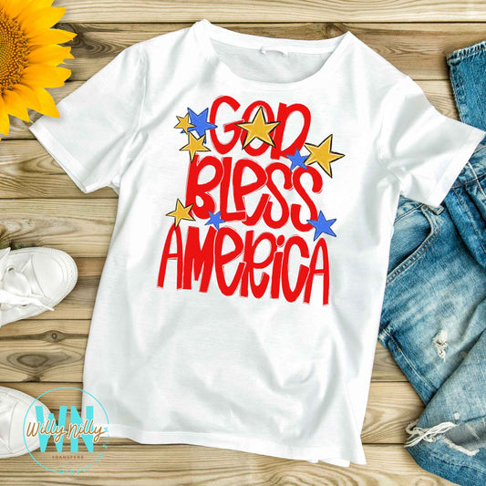 God Bless America-Ready to Press DTF Transfer
