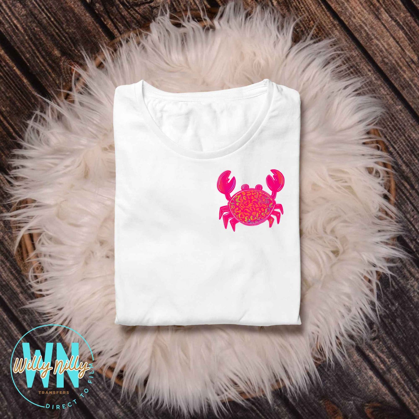 Pink Beach Crab-Ready to Press DTF Transfer