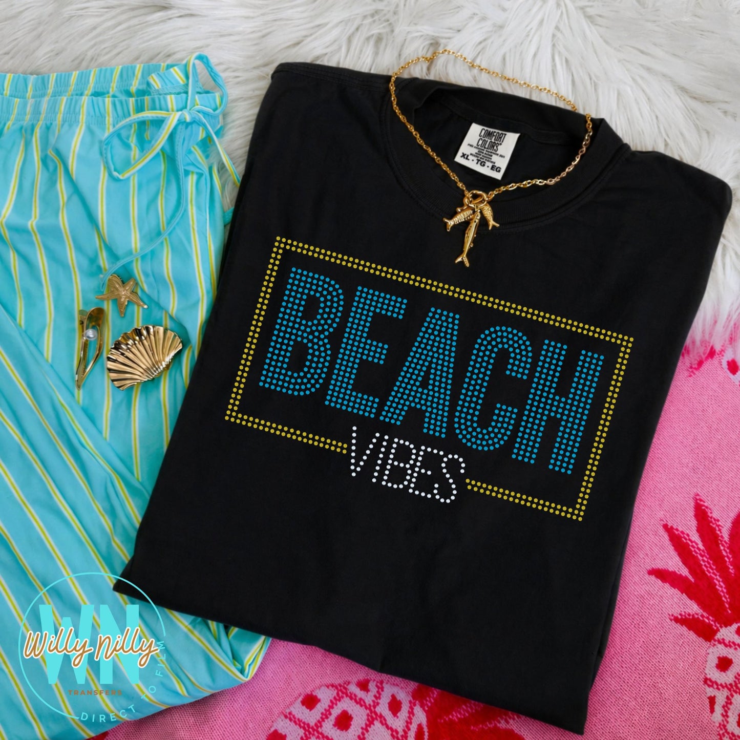 Beach Vibes-Ready to Press Spangle Transfer