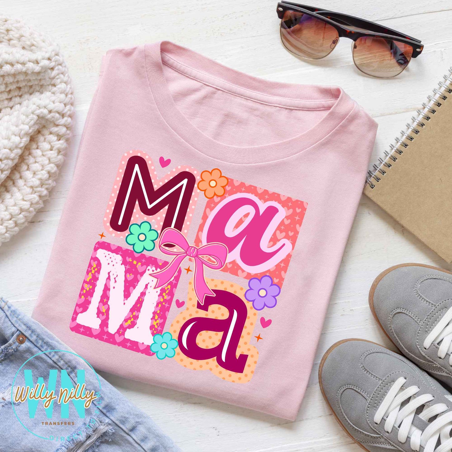 Mama (bow and flowers)-Ready to Press DTF Transfer