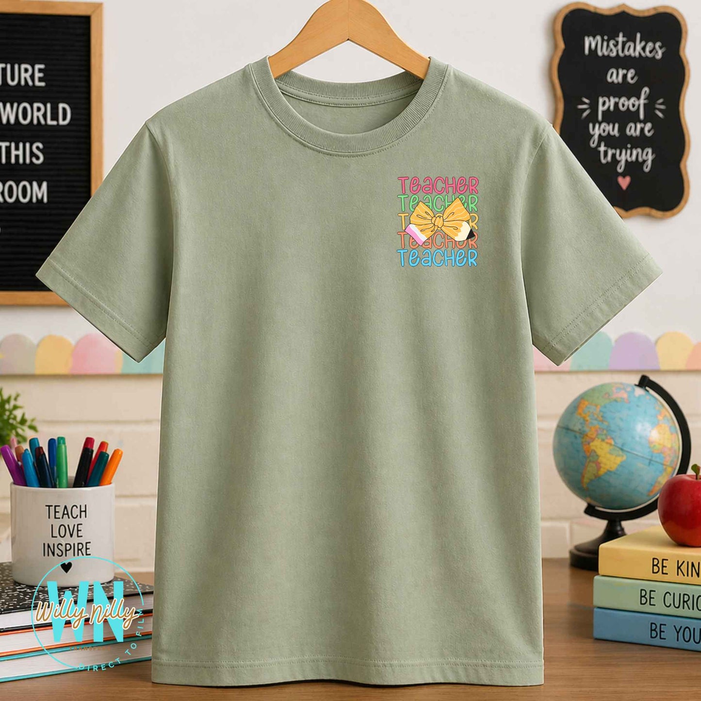 Teacher (stacked with bow)-Ready to Press DTF Transfer