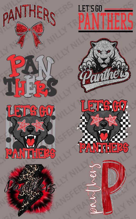 Premade DTF Gang Sheet-PANTHERS (Black & Red) (youth)