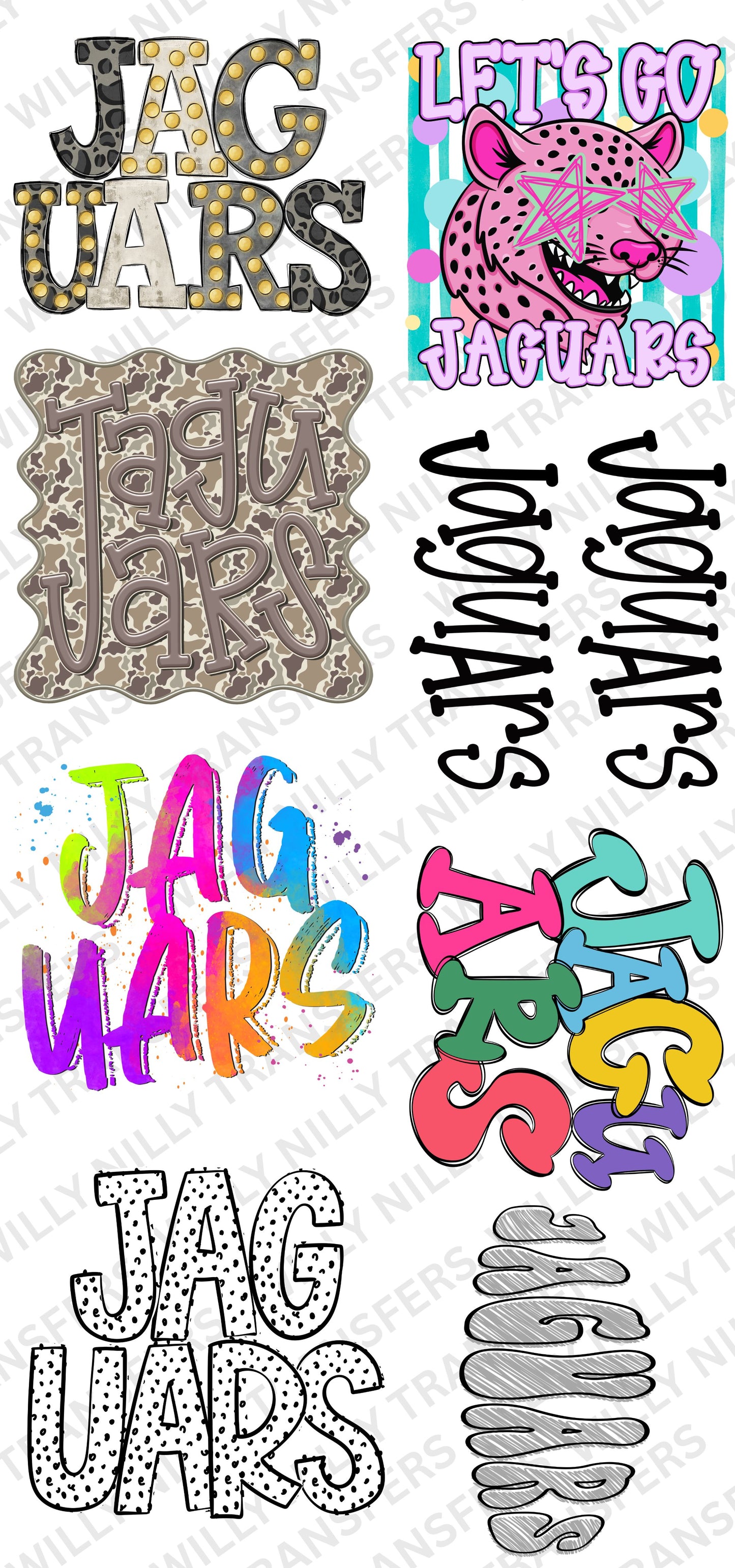 Premade DTF Gang Sheet-School Spirit JAGUARS (Adult)