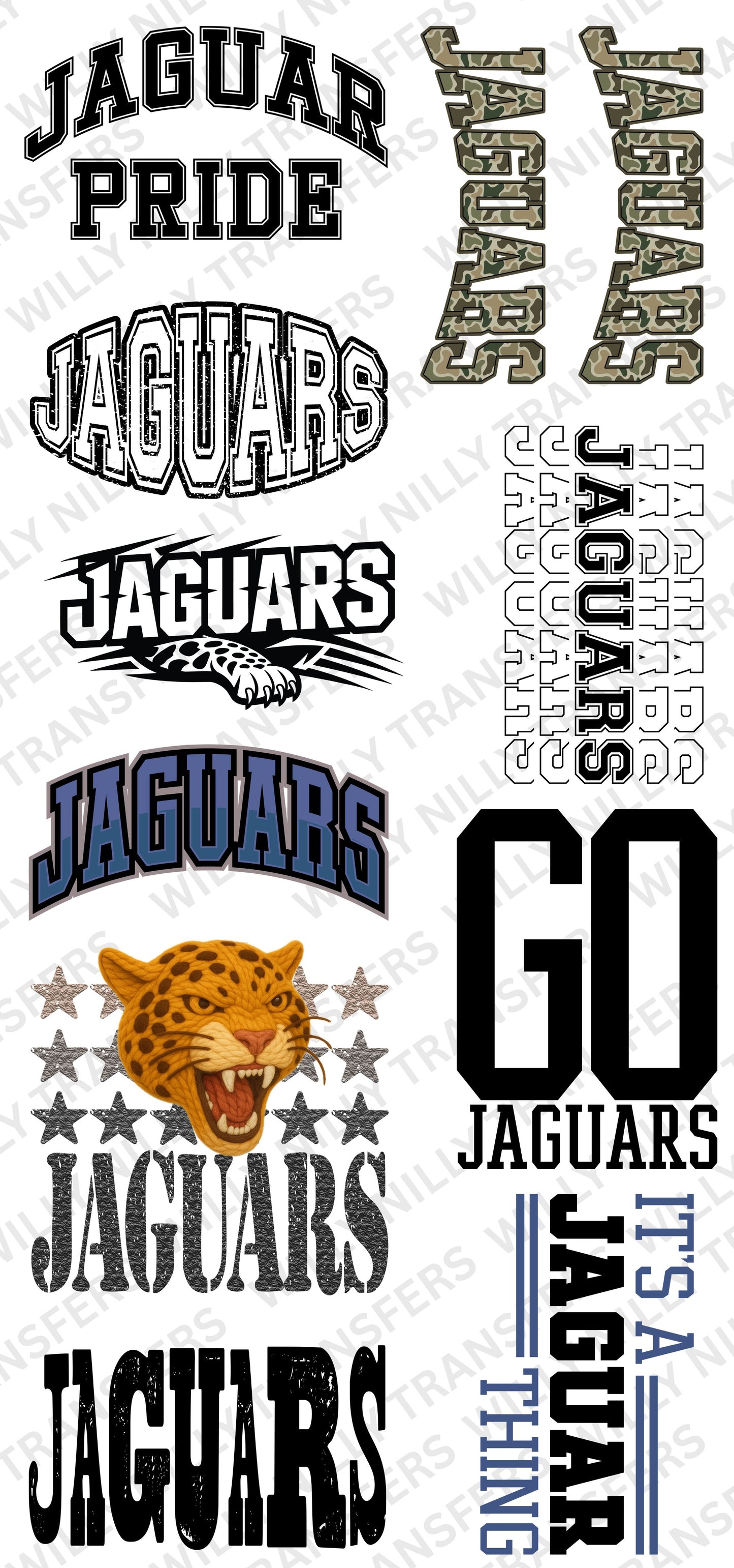 Premade DTF Gang Sheet-Go JAGUARS (Adult)