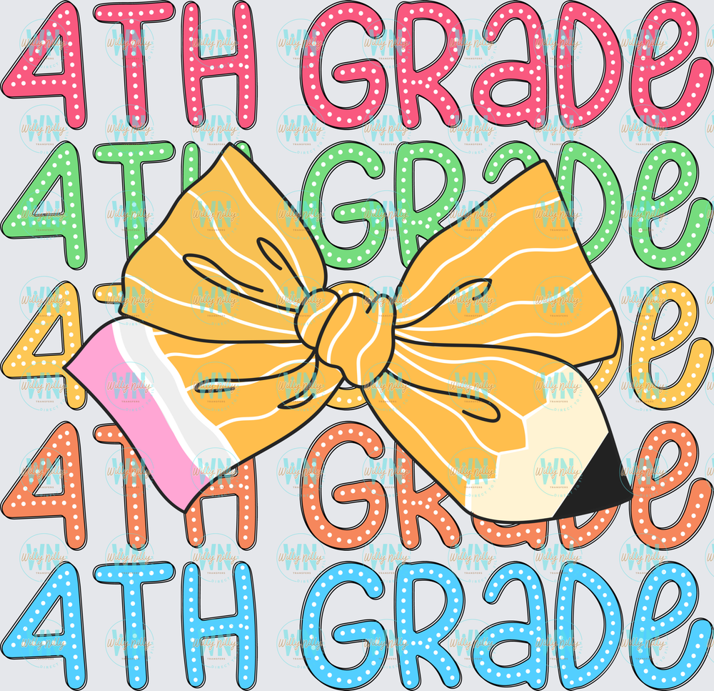4th Grade (stacked with bow)-Ready to Press DTF Transfer