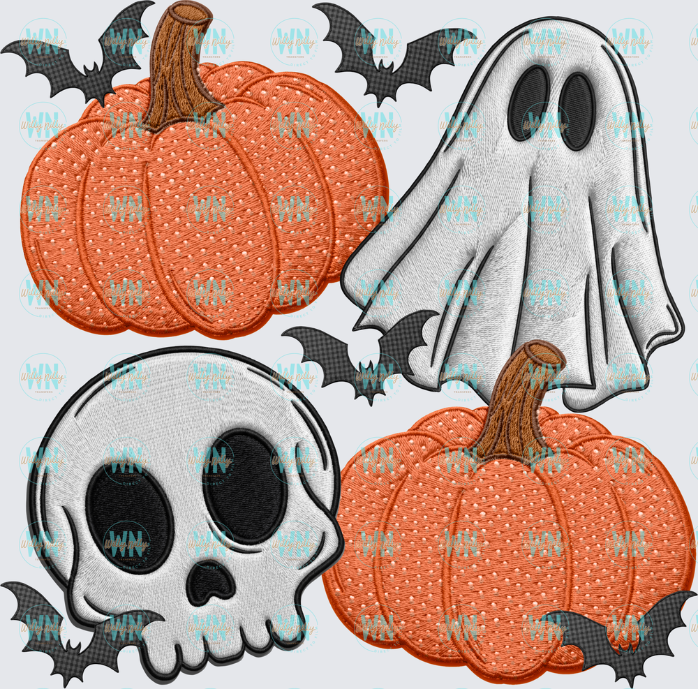 Faux Embroidered Halloween-Ready to Press DTF Transfer