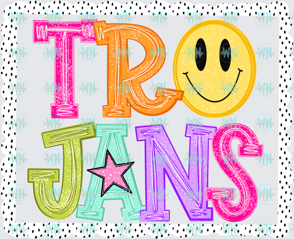 Trojans (smiley face)-Ready to Press DTF Transfer