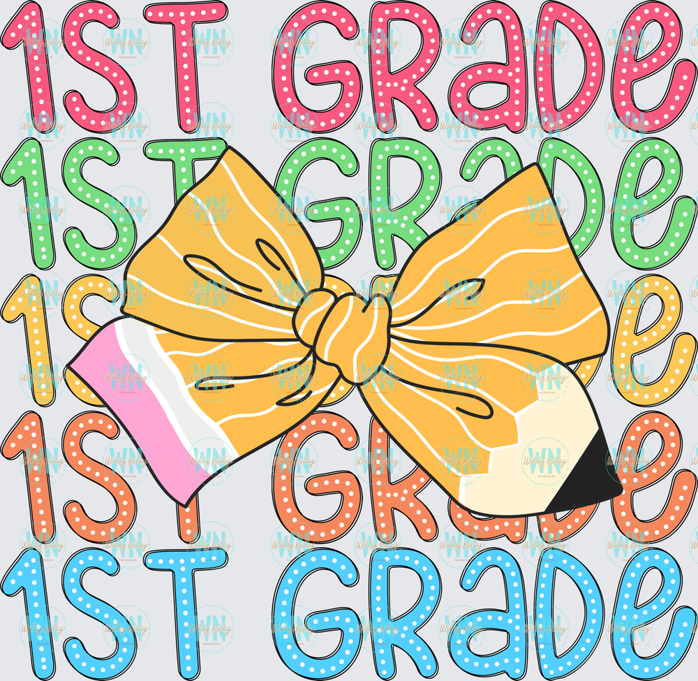 1st Grade (stacked with bow)-Ready to Press DTF Transfer