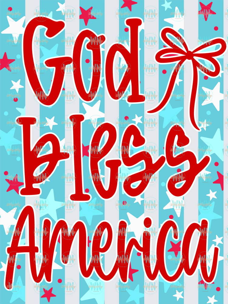 God Bless America (stars and stripes)-Ready to Press DTF Transfer