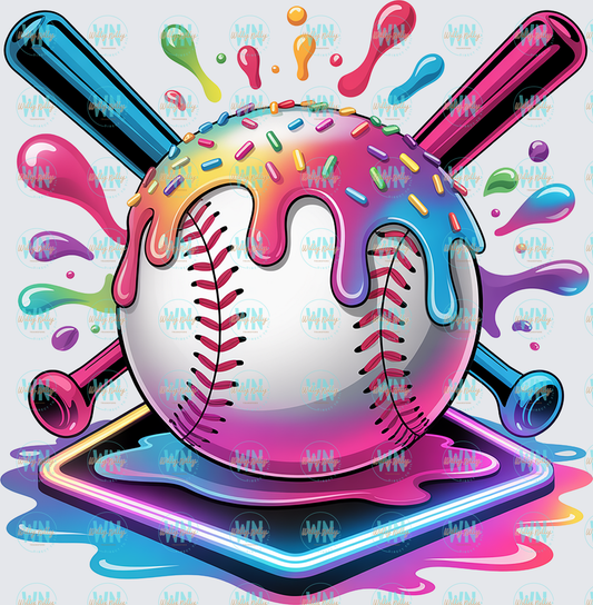 Baseball Neon Drip-Ready to Press DTF Transfer