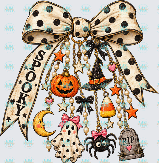 Spooky Bow and Charms-Ready to Press DTF Transfer