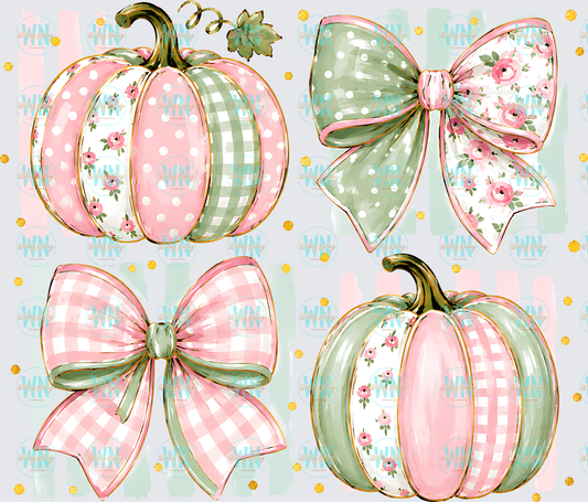 Pink Pumpkins and Bow-Ready to Press DTF Transfer
