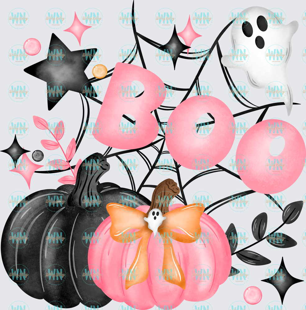 Pink and Black Boo-Ready to Press DTF Transfer