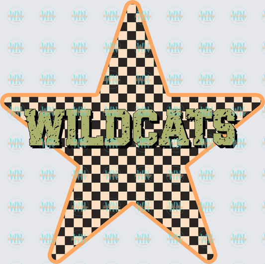 Wildcats (green with checkered star)-Ready to Press DTF Transfer