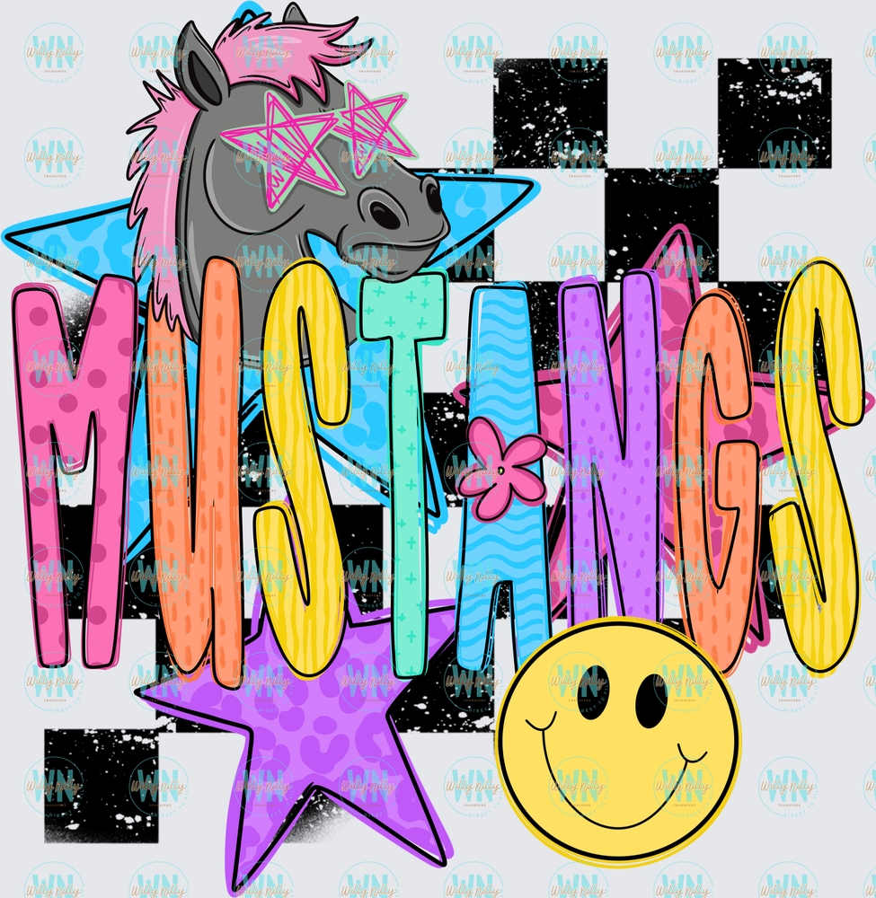 Mustangs (checkered)-Ready to Press DTF Transfer