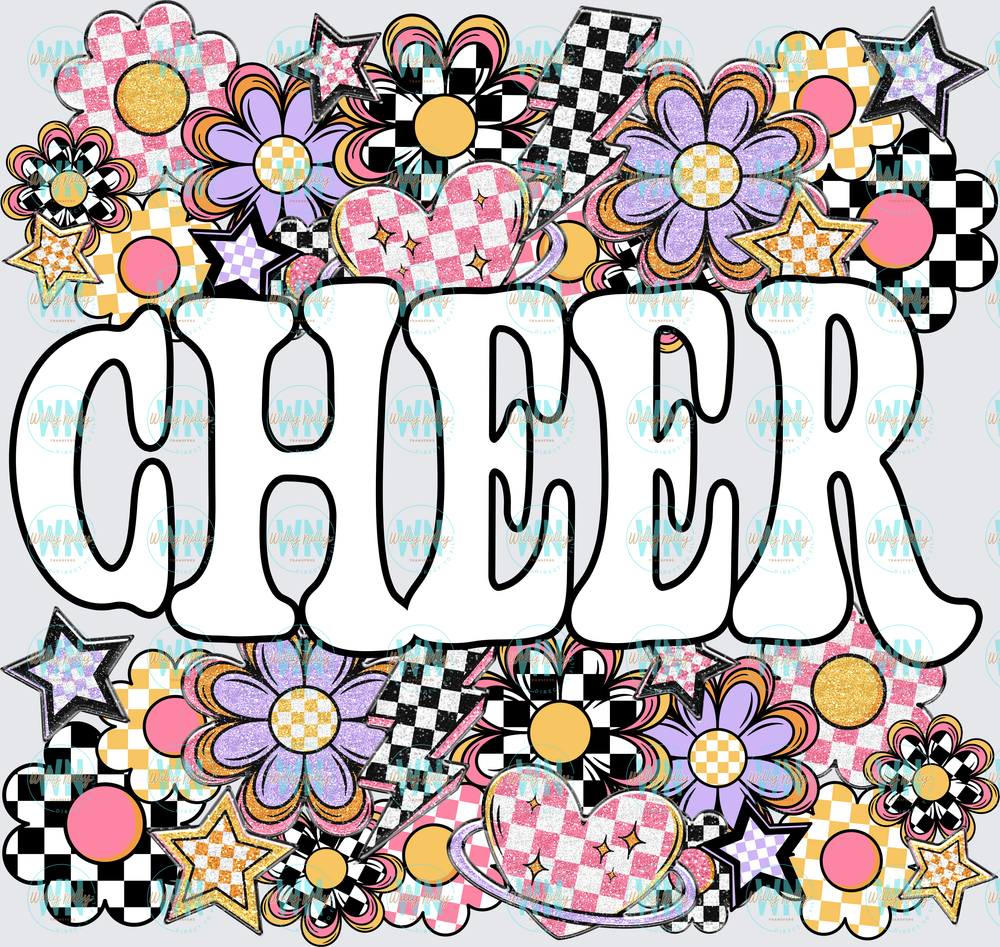 Cheer (funky flowers)-Ready to Press DTF Transfer