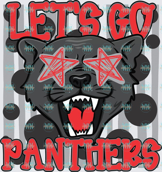 Let's Go Panthers (black and red)-Ready to Press DTF Transfer