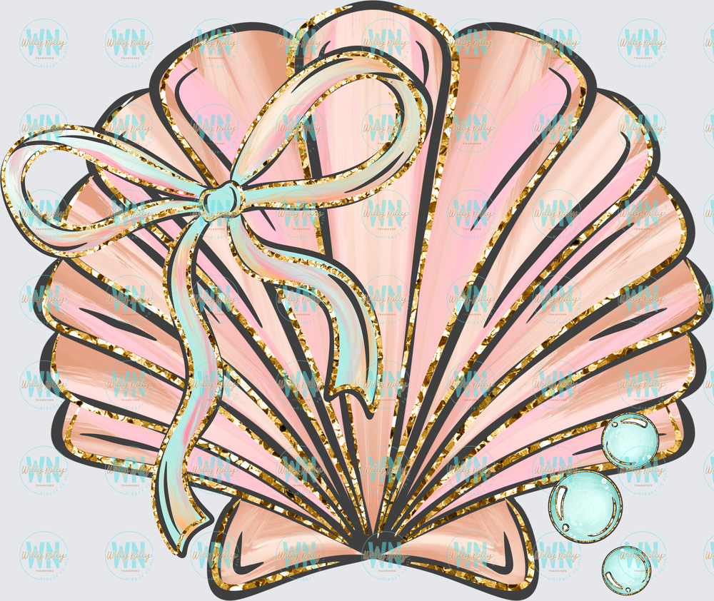 Clamshell with Bow-Ready to Press DTF Transfer