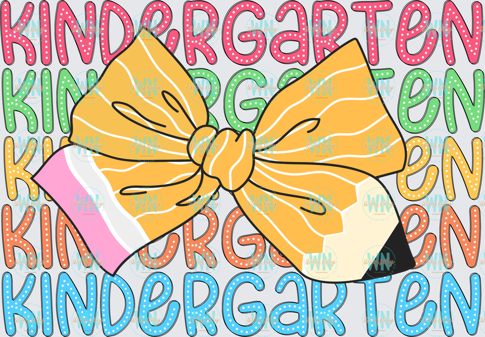 Kindergarten (stacked with bow)-Ready to Press DTF Transfer