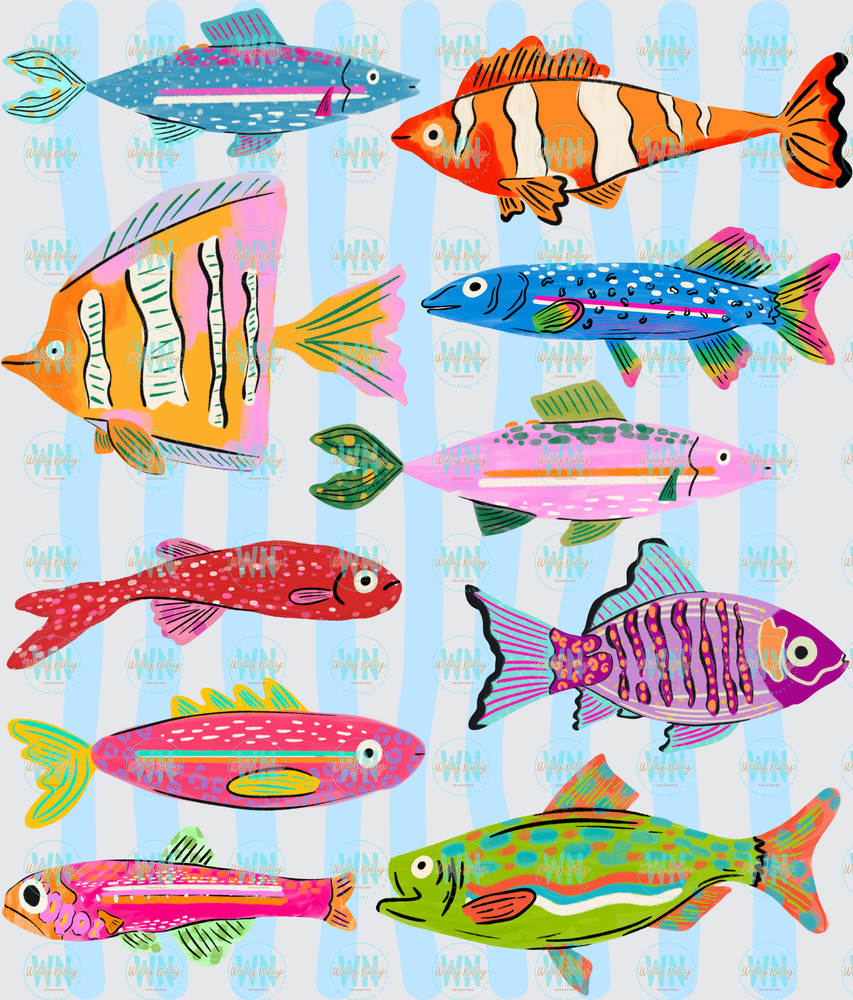 Summer Fish (blue stripes)-Ready to Press DTF Transfer