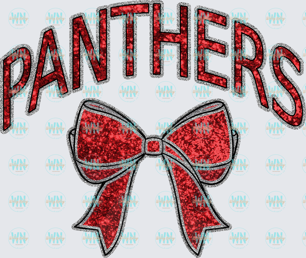 Panthers Glitter Bow-Ready to Press DTF Transfer