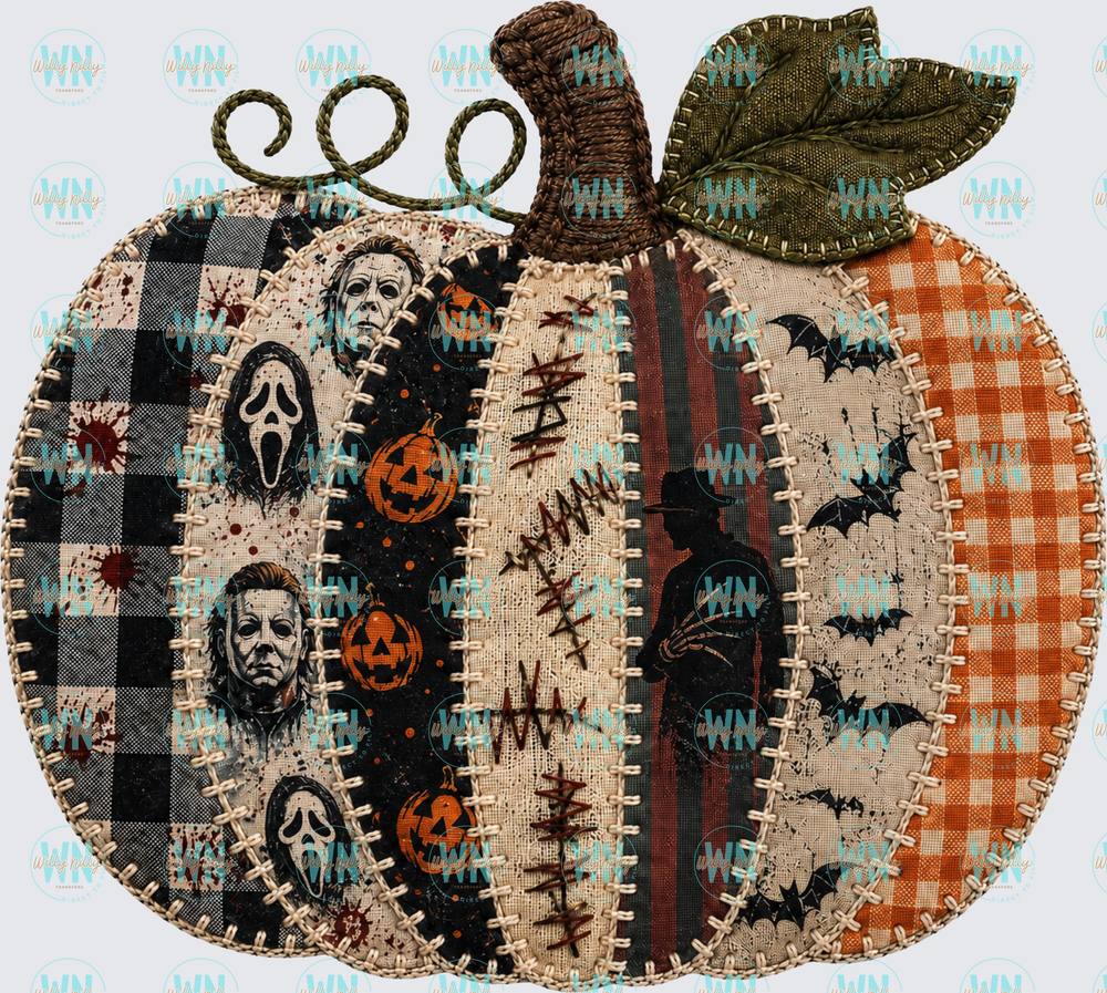 Horror Stitched Pumpkin-Ready to Press DTF Transfer