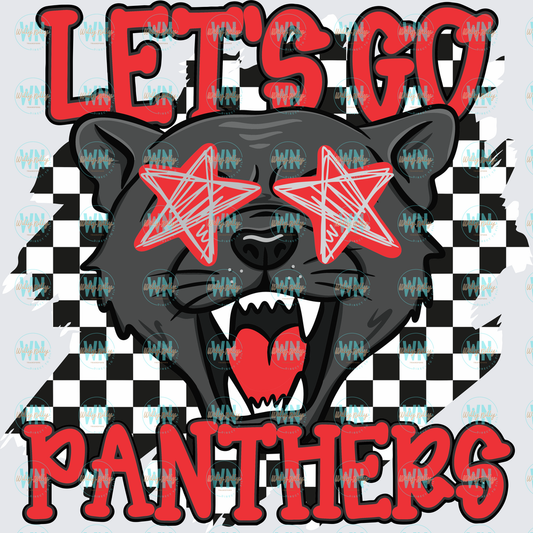 Let's Go Panthers (black and red)-Ready to Press DTF Transfer