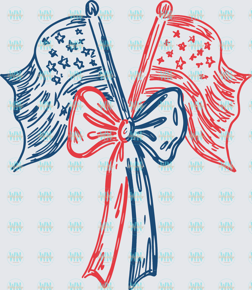 Flags and Bow-Ready to Press DTF Transfer