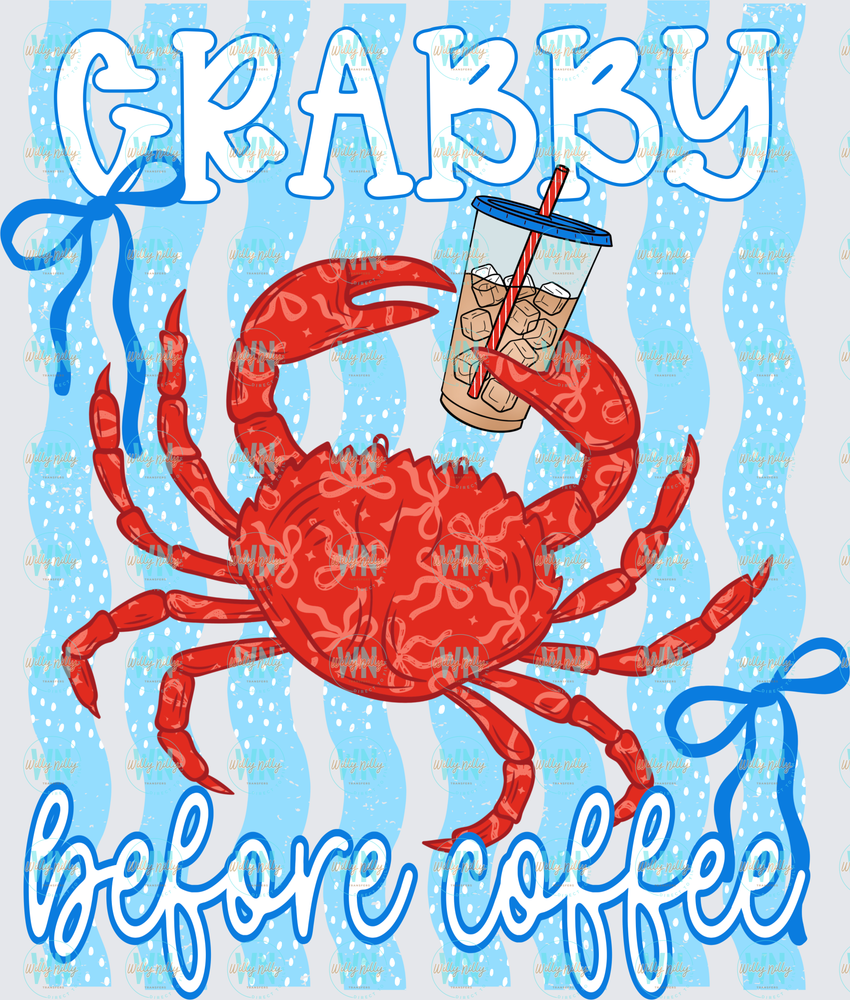Crabby Before Coffee (blue)-Ready to Press DTF Transfer