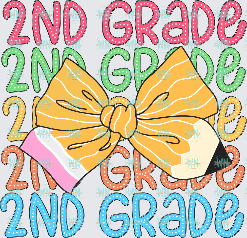 2nd Grade (stacked with bow)-Ready to Press DTF Transfer