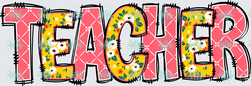 Teacher (word art)-Ready to Press DTF Transfer