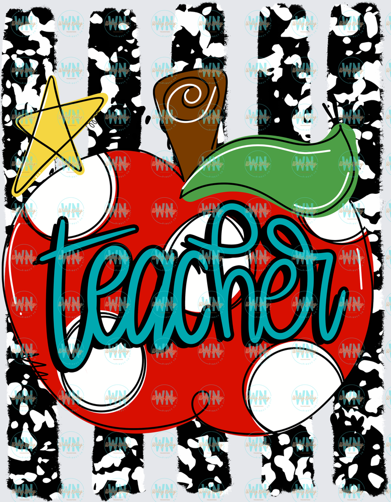 Teacher (apple with background)-Ready to Press DTF Transfer