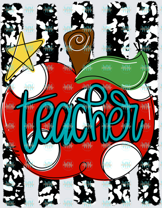 Teacher (apple with background)-Ready to Press DTF Transfer