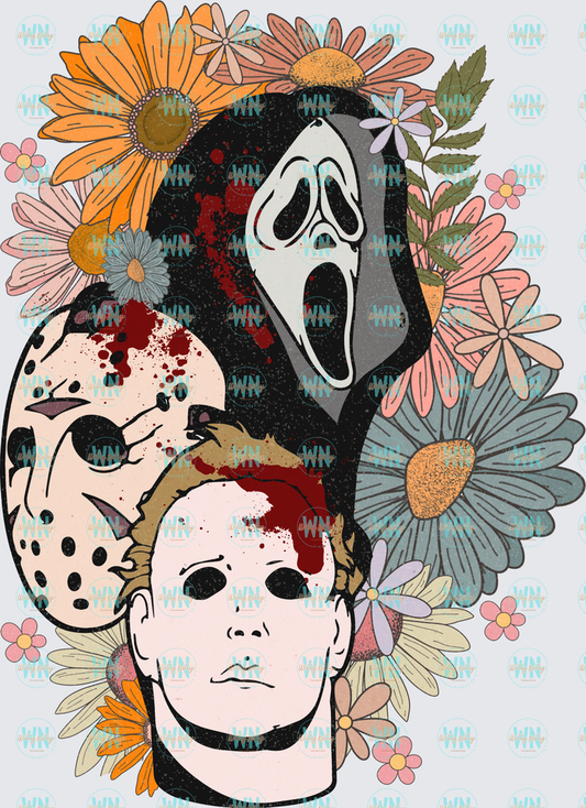 Floral Horror Icons-Ready to Press DTF Transfer