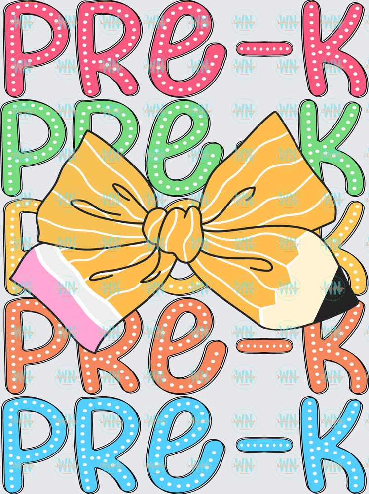 PreK (stacked with bow)-Ready to Press DTF Transfer