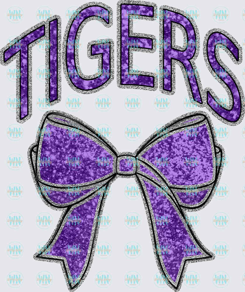 Tigers Glitter Bow-Ready to Press DTF Transfer