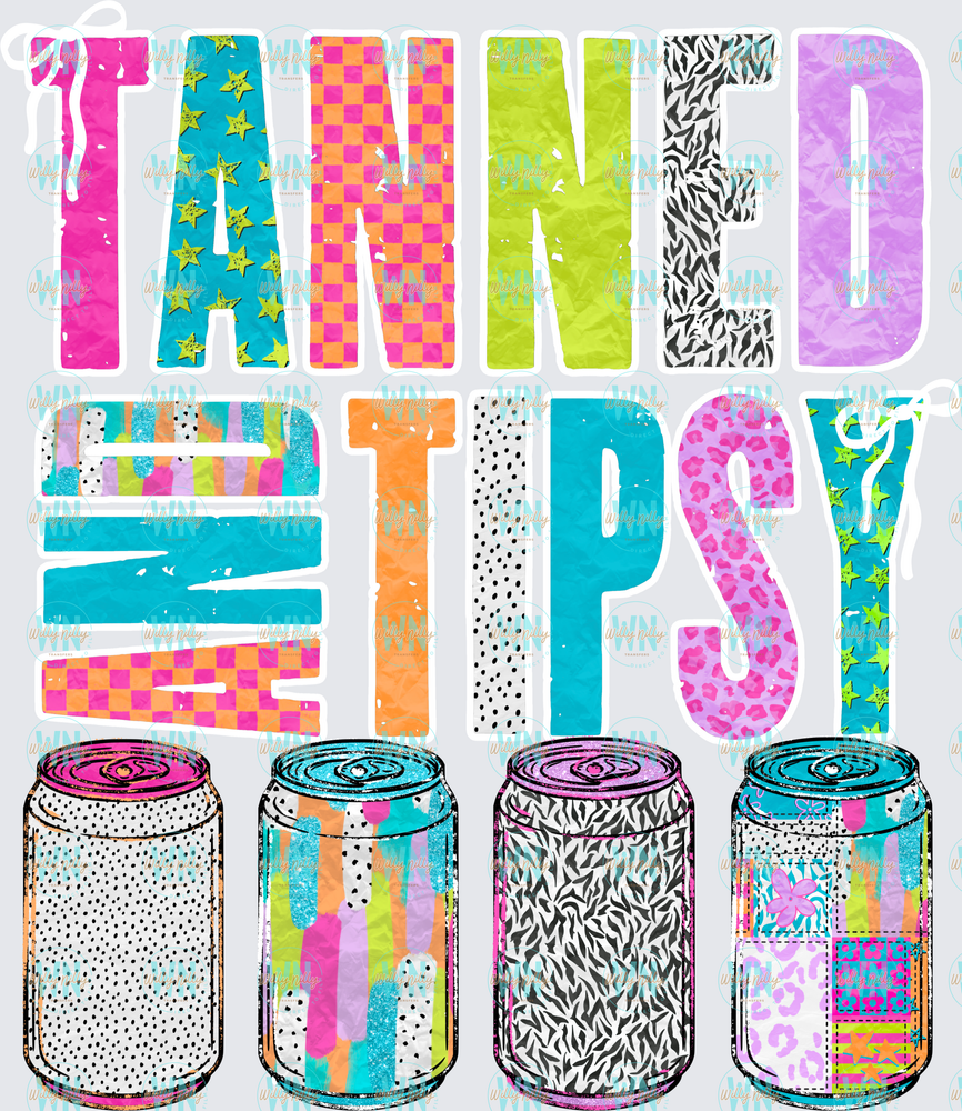 Tanned and Tipsy (with cans)-Ready to Press DTF Transfer