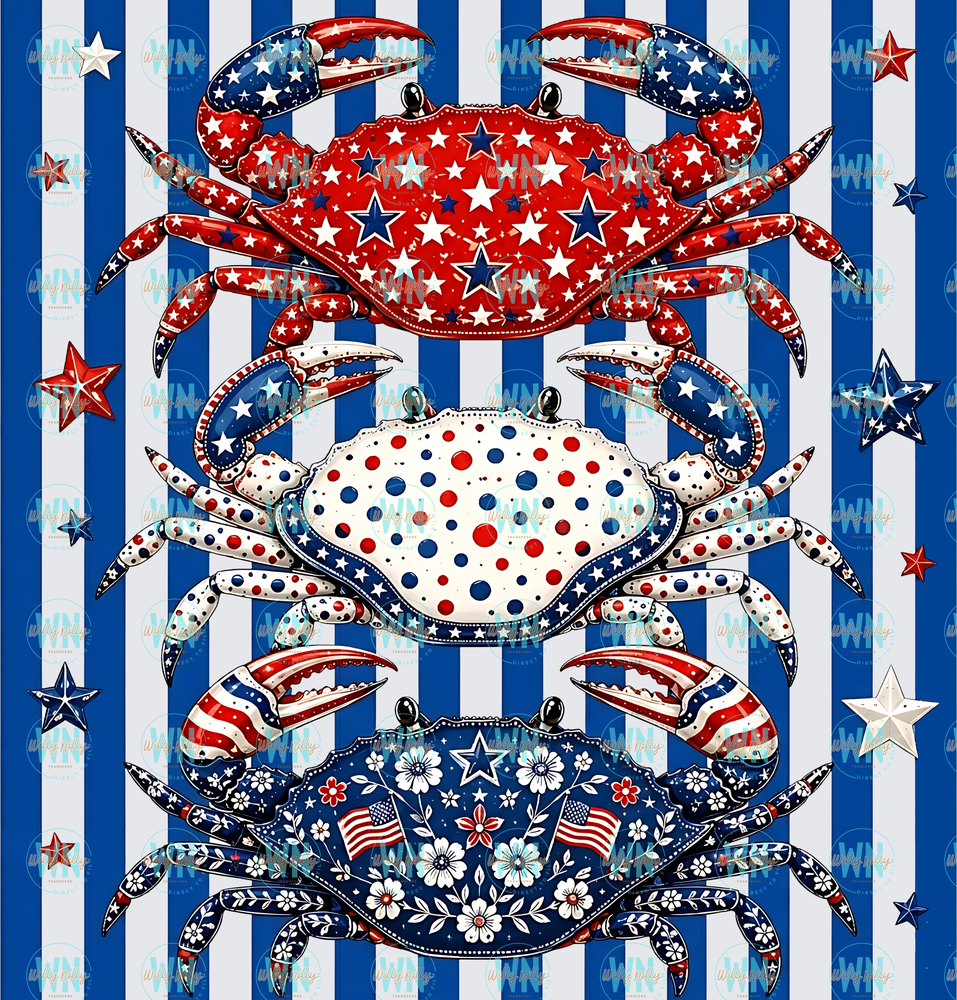 Red White & Blue Crabs-Ready to Press DTF Transfer