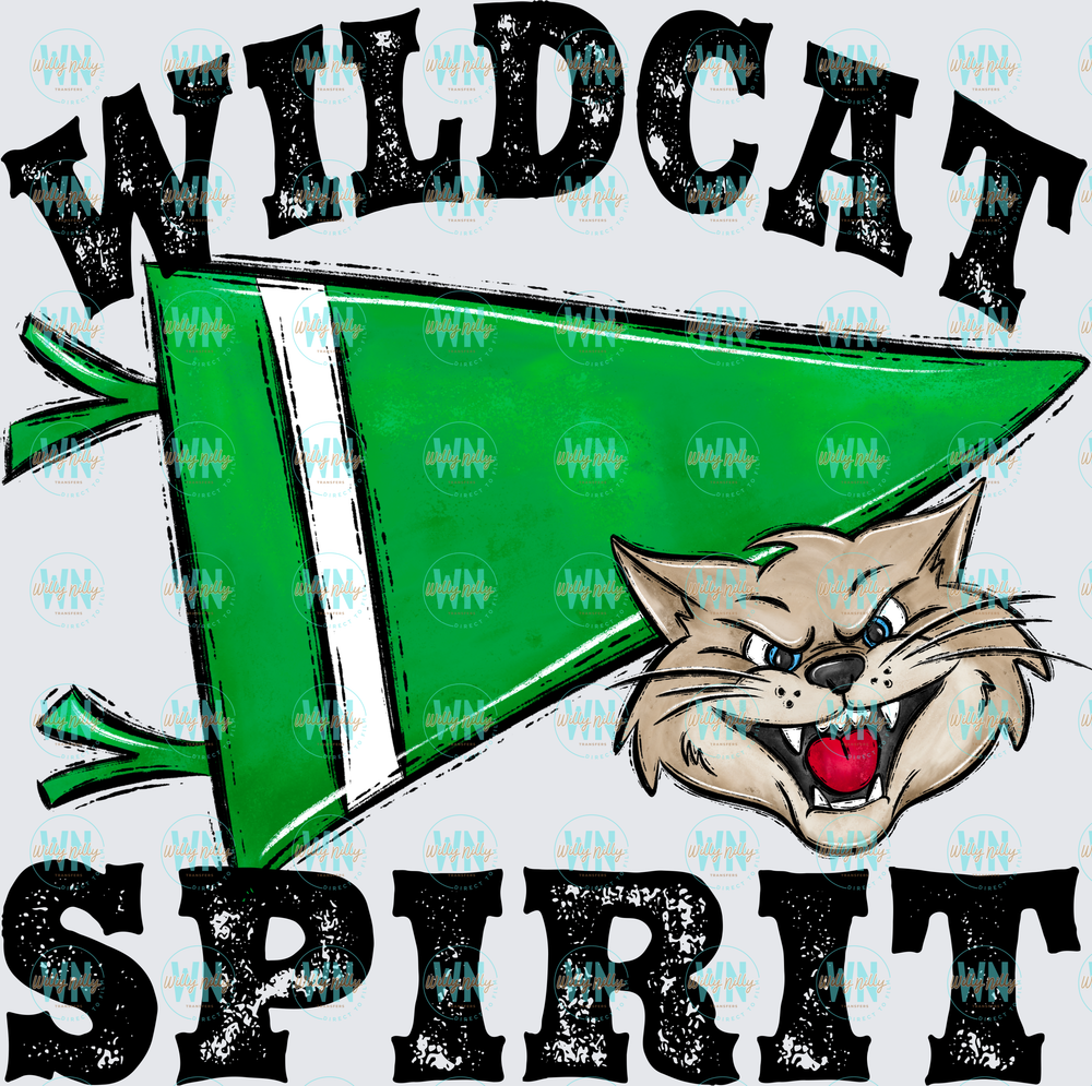 Wildcats (green pennant and mascot)-Ready to Press DTF Transfer