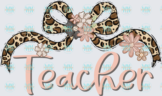 Teacher (leopard bow)-Ready to Press DTF Transfer