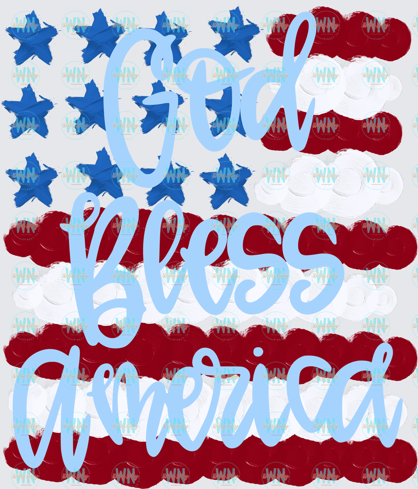 God Bless America (blue font)-Ready to Press DTF Transfer