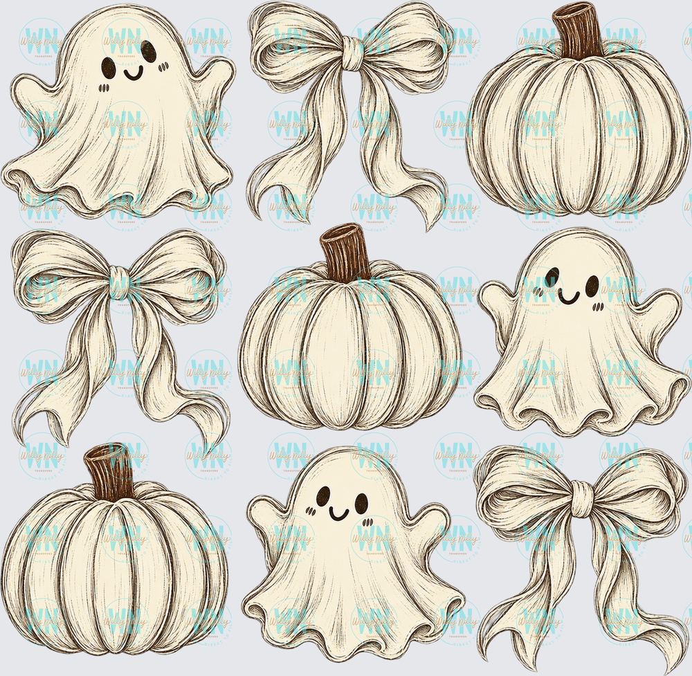 Ghosts, Pumpkins, and Bows-Ready to Press DTF Transfer